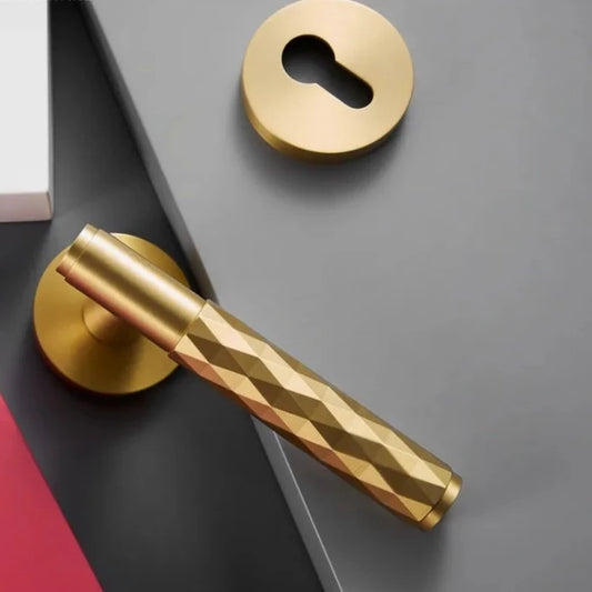 Domik Elegance: Brass Hammered Door Lock Set - Double Door Versatility Meets Timeless Style - Domik