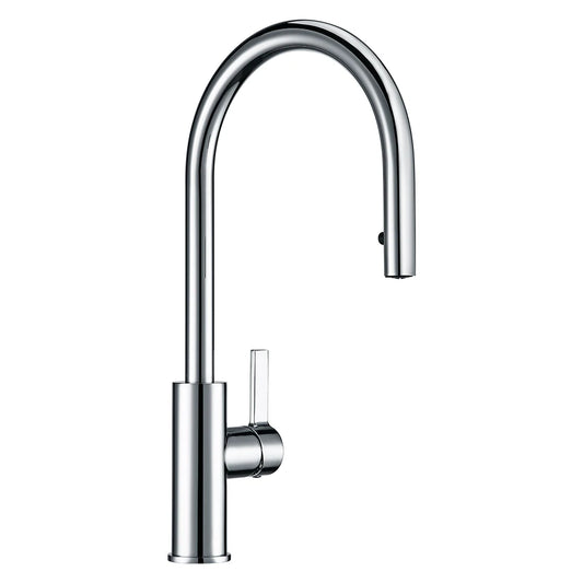 Domik Brass Polished Chrome Single Handle Single Hole Hot And Cold Water Sprayer Kitchen Faucet - Domik