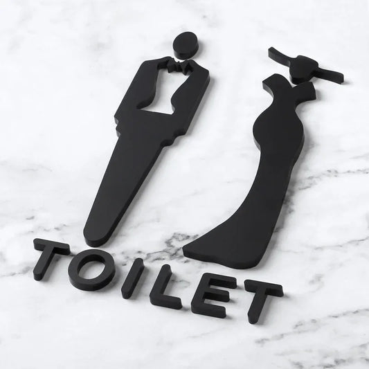 Bathroom 3D acrylic material sign label sticker