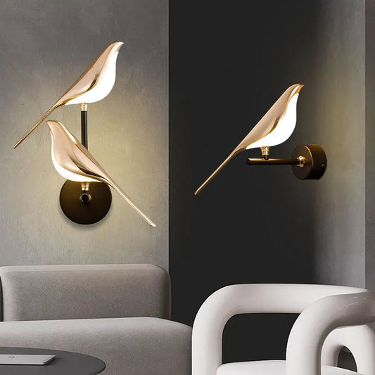 Domik Avian Glow: 360° Rotatable LED Wall Lamps with Golden Touch Switch – Elevate Your Space